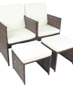 VCM 4-tlg. Set Gartenstuhl   Loungestuhl Sessel   Maße pro Stuhl ca. H. 84 x B. 53 x T. 53 cm   Rattan   Balkonstuhl mit Sitzkissen - Raloso
