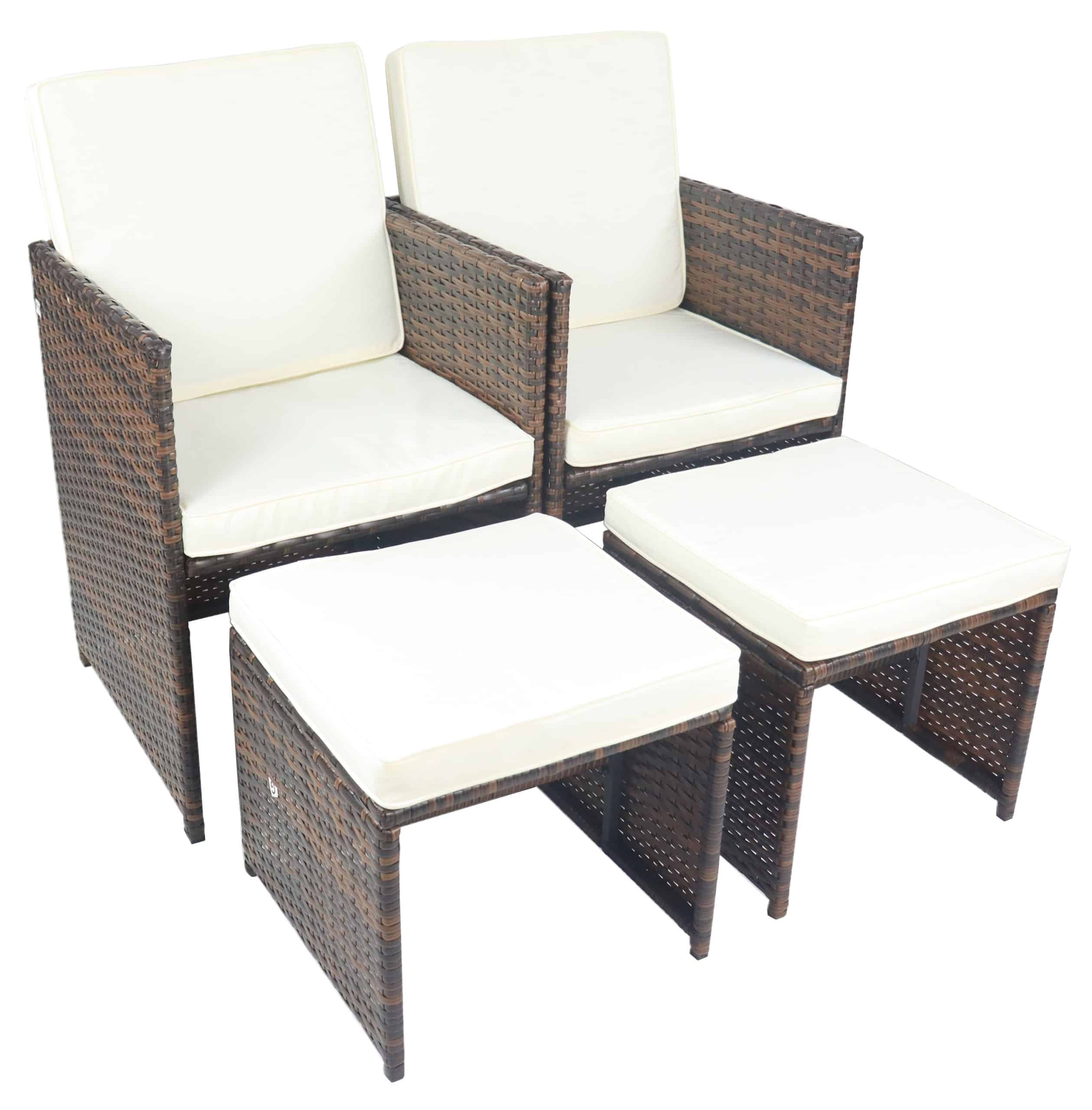 VCM 4-tlg. Set Gartenstuhl   Loungestuhl Sessel   Maße pro Stuhl ca. H. 84 x B. 53 x T. 53 cm   Rattan   Balkonstuhl mit Sitzkissen - Raloso