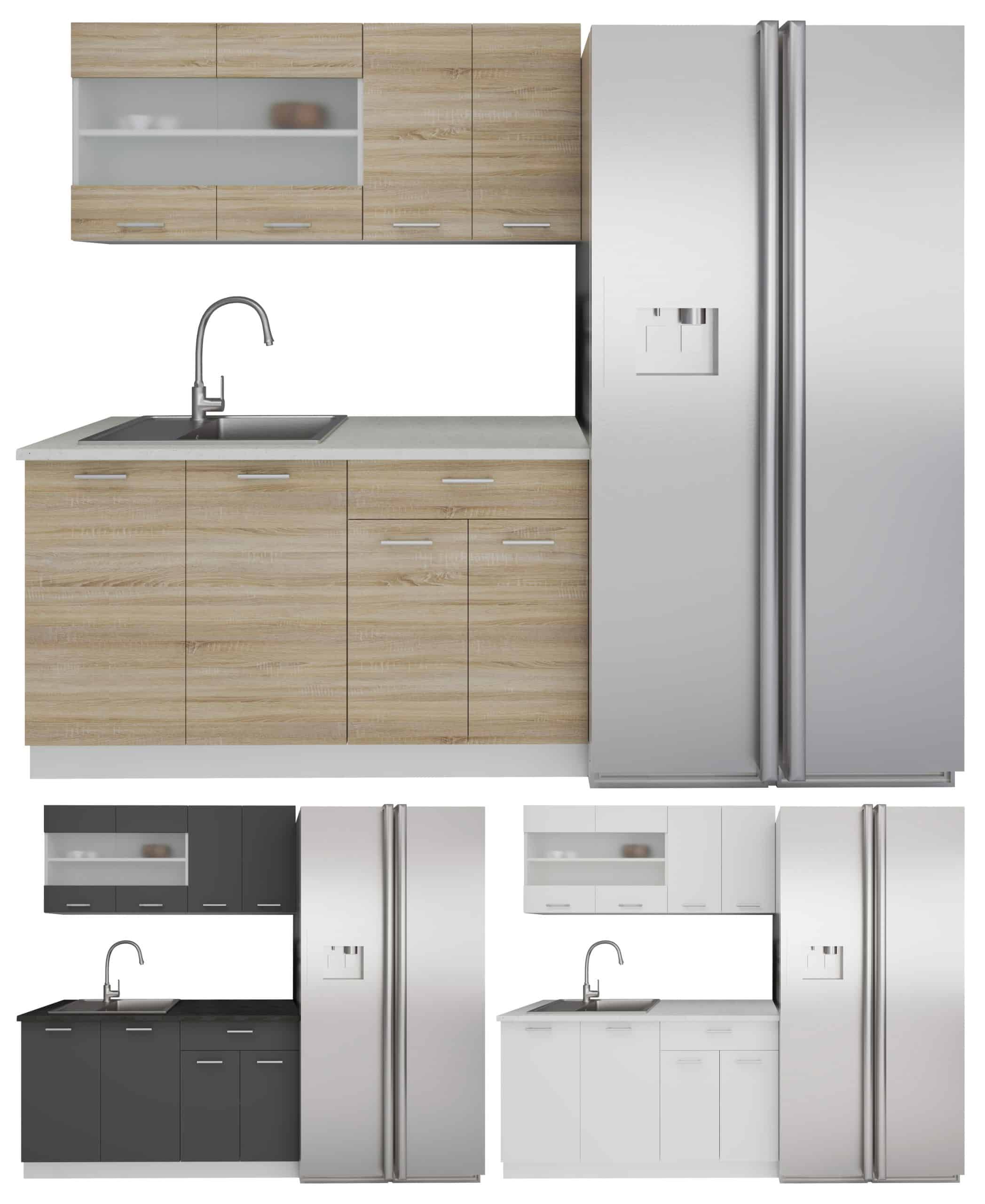 VCM 4-tlg Singleküche   Maße H. 145 x B. 140 x. T. 60 cm   Arbeitsplatten optional in versch. Farben und Größen erhältlich   Komplettküche - Esilo