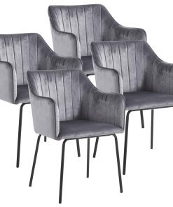 VCM 4er Esszimmerstühle   skandinavischer gepolsterter Küchenstuhl   Maße ca. H. 82 x B. 54 x T. 59 cm   bequeme Armlehne und Rückenlehne   Esszimmerstuhl - Valia