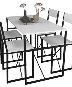 VCM 5-tlg. Holz Metall Essgruppe Küchentisch Esstisch Set Tischgruppe Tisch Stühle Insasi L