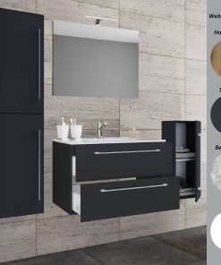 VCM 5-tlg. Set   1 Waschtisch mit zwei Schubladen