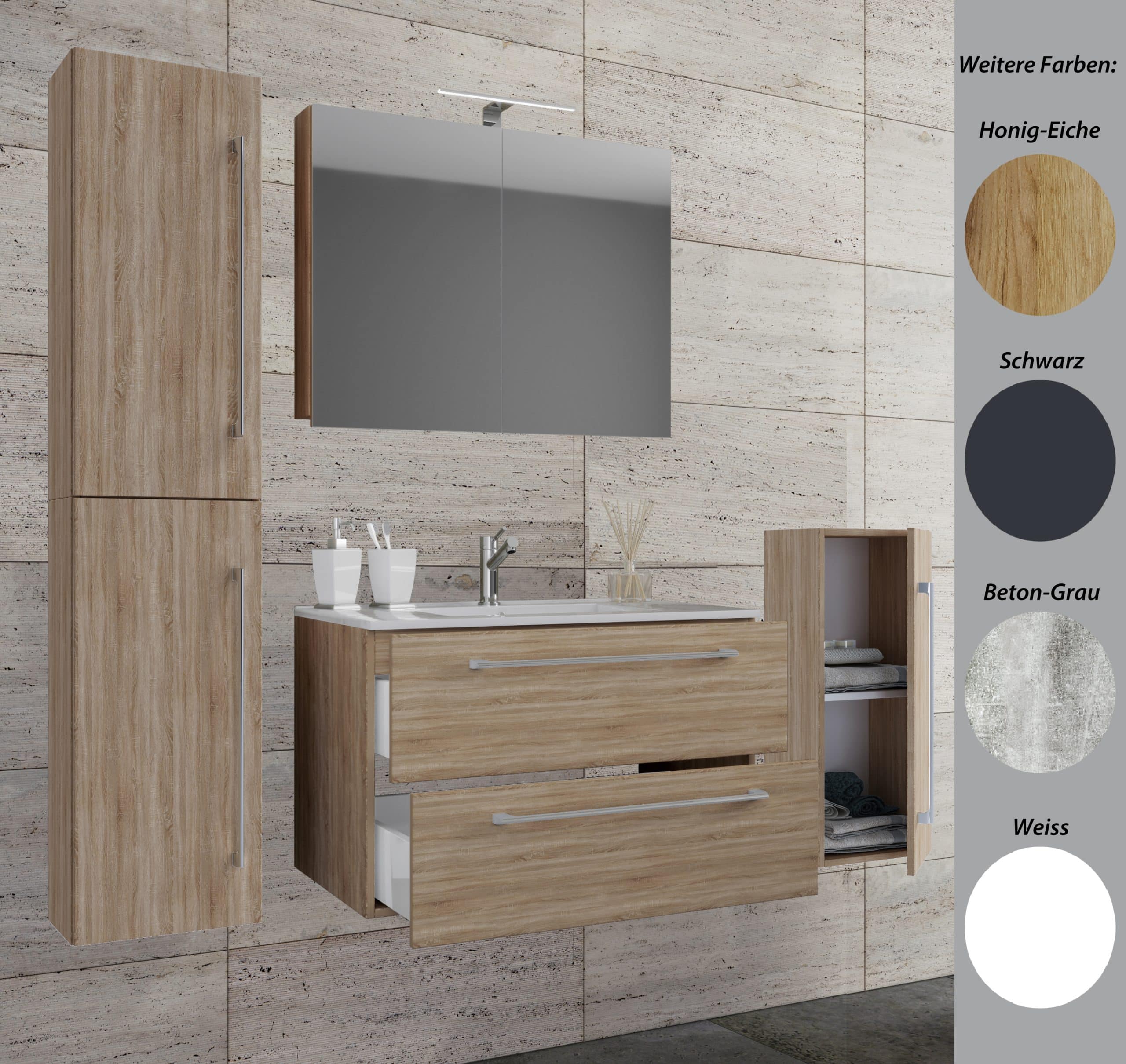 VCM 5-tlg. Set   1 Waschtisch mit zwei Schubladen