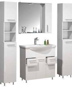 VCM 5-tlg. Waschplatz   Waschtisch Unterschrank 75 cm   Badmöbel Set mit Waschbecken