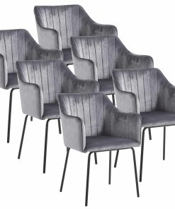 VCM 6er Esszimmerstühle   skandinavischer gepolsterter Küchenstuhl   Maße ca. H. 82 x B. 54 x T. 59 cm   bequeme Armlehne und Rückenlehne   Esszimmerstuhl - Valia