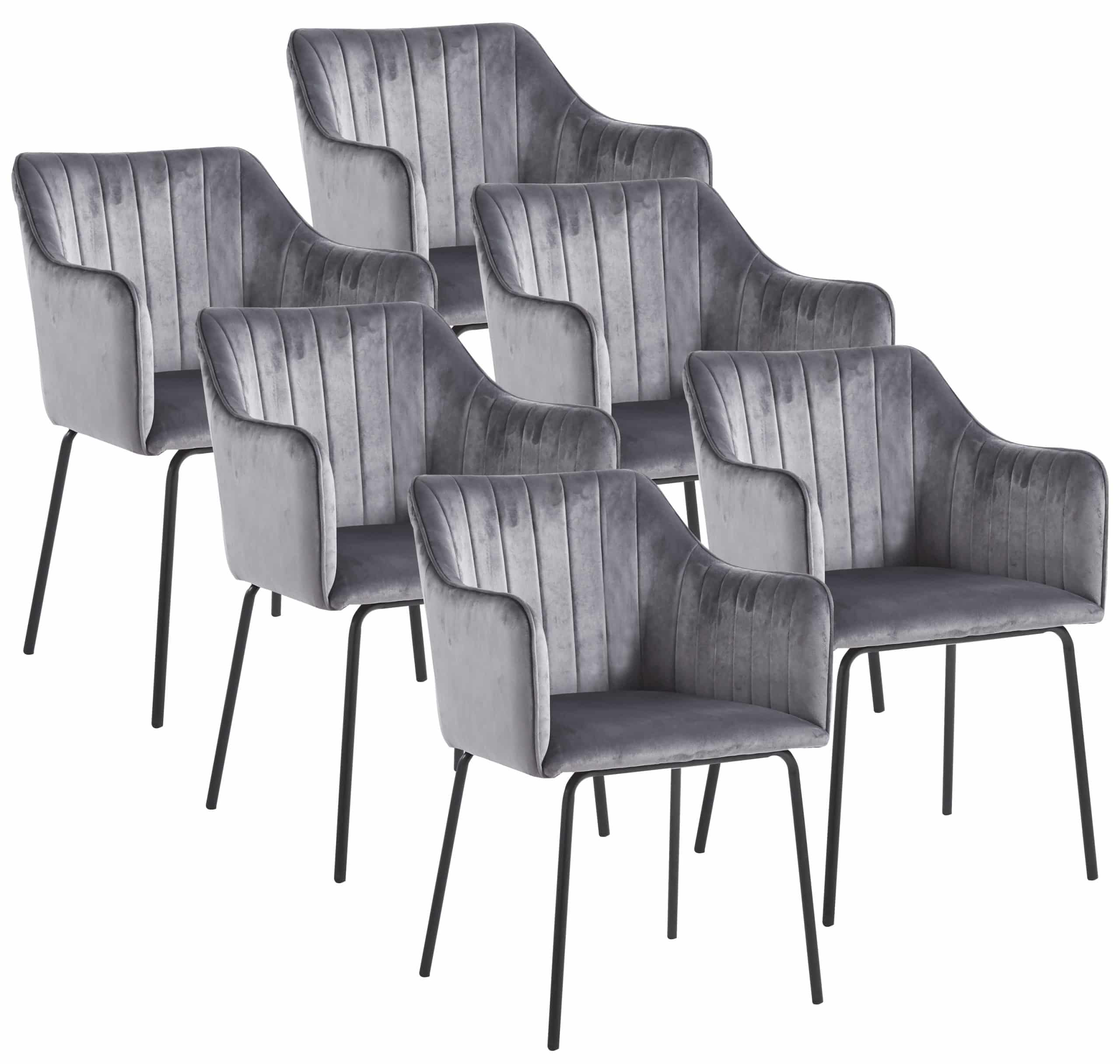 VCM 6er Esszimmerstühle   skandinavischer gepolsterter Küchenstuhl   Maße ca. H. 82 x B. 54 x T. 59 cm   bequeme Armlehne und Rückenlehne   Esszimmerstuhl - Valia