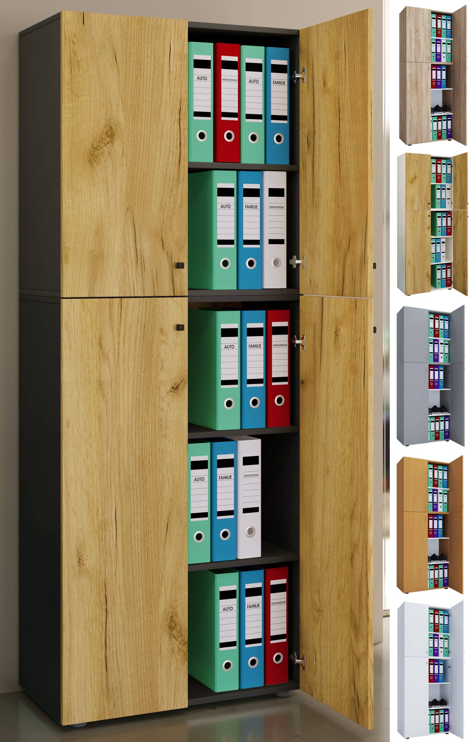 VCM Aktenschrank mit Drehtüren Lona 5 Fächer