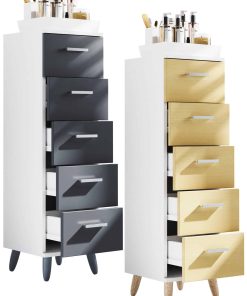 VCM Badmöbel Midischrank   Badschrank   Maße: H. 100 x B. 30 x T. 30 cm   Kommode   5 Schubladen - Landos M