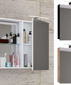 VCM Badschrank zeitlos   Maße ca. H. 59 x B. 112 cm T. 12 cm   Zwei Drehtüren mit Ablagefächer   Spiegelschrank - Budasi
