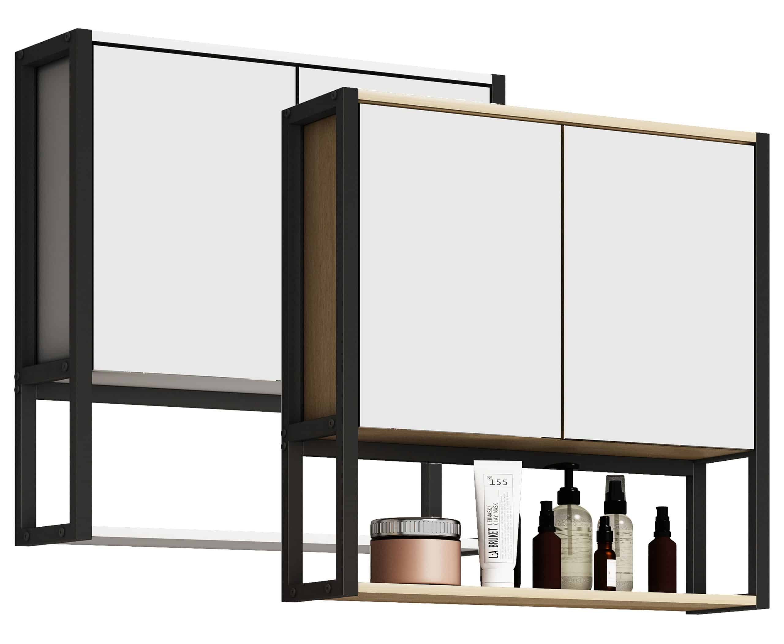 VCM Badschrank zeitlos   Maße ca. H. 60 x B. 60 x T. 17 cm   ausreichend Stauraum   Spiegelschrank - Edino 60 x 60 cm