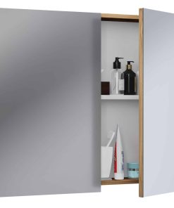 VCM Badschrank zeitlos   Maße ca. H. 60 x B. 80 x T. 12 cm   Zwei Drehtüren   Spiegelschrank - Badinos 60 x 80 cm