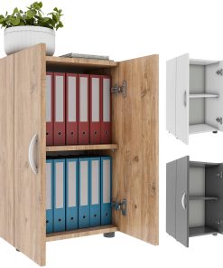 VCM Büroschrank mit 2 Fächern   moderner Aktenschrank mit Drehtüren   Maße ca. H. 74 x B. 49 x T. 34 cm - Ulas 2-Fach