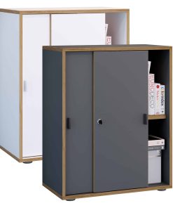 VCM Büroschrank mit 2 Fächern   moderner Aktenschrank mit Schiebetüren   Maße H. 74 x B. 60 x T. 37 cm – Salia 2-Fach