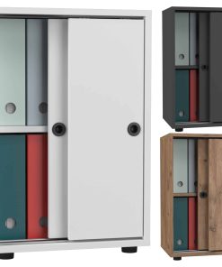 VCM Büroschrank mit 2 Fächern   moderner Aktenschrank mit Schiebetüren   Maße ca. H. 74 x B. 49 x T. 38 cm – Ulas 2-Fach