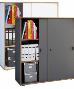 VCM Büroschrank mit 3 Fächern   moderner Aktenschrank mit Schiebetüren   Maße ca. H. 110 x B. 100 x T. 37 cm– Salia 3-Fach