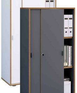 VCM Büroschrank mit 3 Fächern   moderner Aktenschrank mit Schiebetüren   Maße ca. H. 110 x B. 60 x T. 37 cm– Salia 3-Fach
