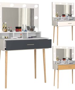 VCM Frisiertisch   Maße ca. H. 133 x B. 80 x T. 40 cm   Schminktisch mit Schublade und Spiegel   Kosmetiktisch - Lindas