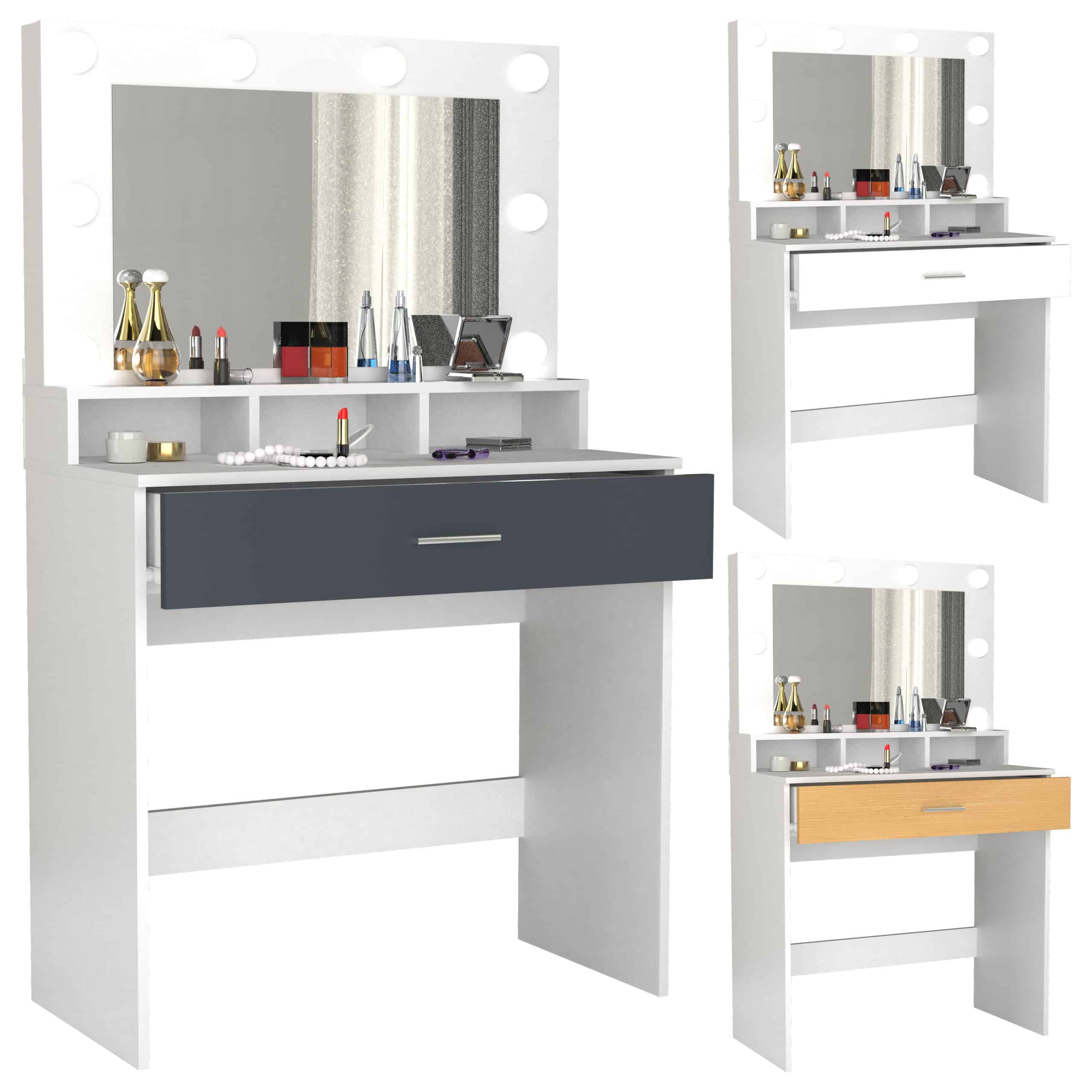 VCM Frisiertisch   Maße ca. H. 133 x B. 80 x T. 40 cm   Schminktisch mit Schublade und Spiegel – Kosmal