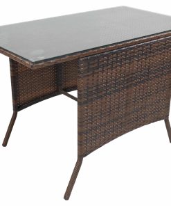 VCM Gartentisch   Tisch aus Rattan mit Glasplatte   Maße ca. H. 74 x B. 114 x T. 64 cm   Gartentisch   Gartenmöbel – Raloso 114x64
