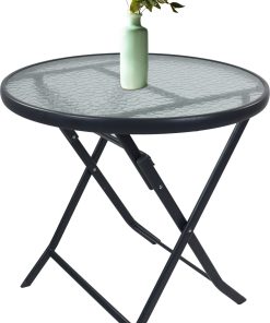 VCM Gartentisch klappbar   Balkontisch rund   Maße ca. H. 70 x B. 70 x T. 70 cm   Klapptisch   Balkontisch Gartenmöbel – Sonlas 70 cm Ø
