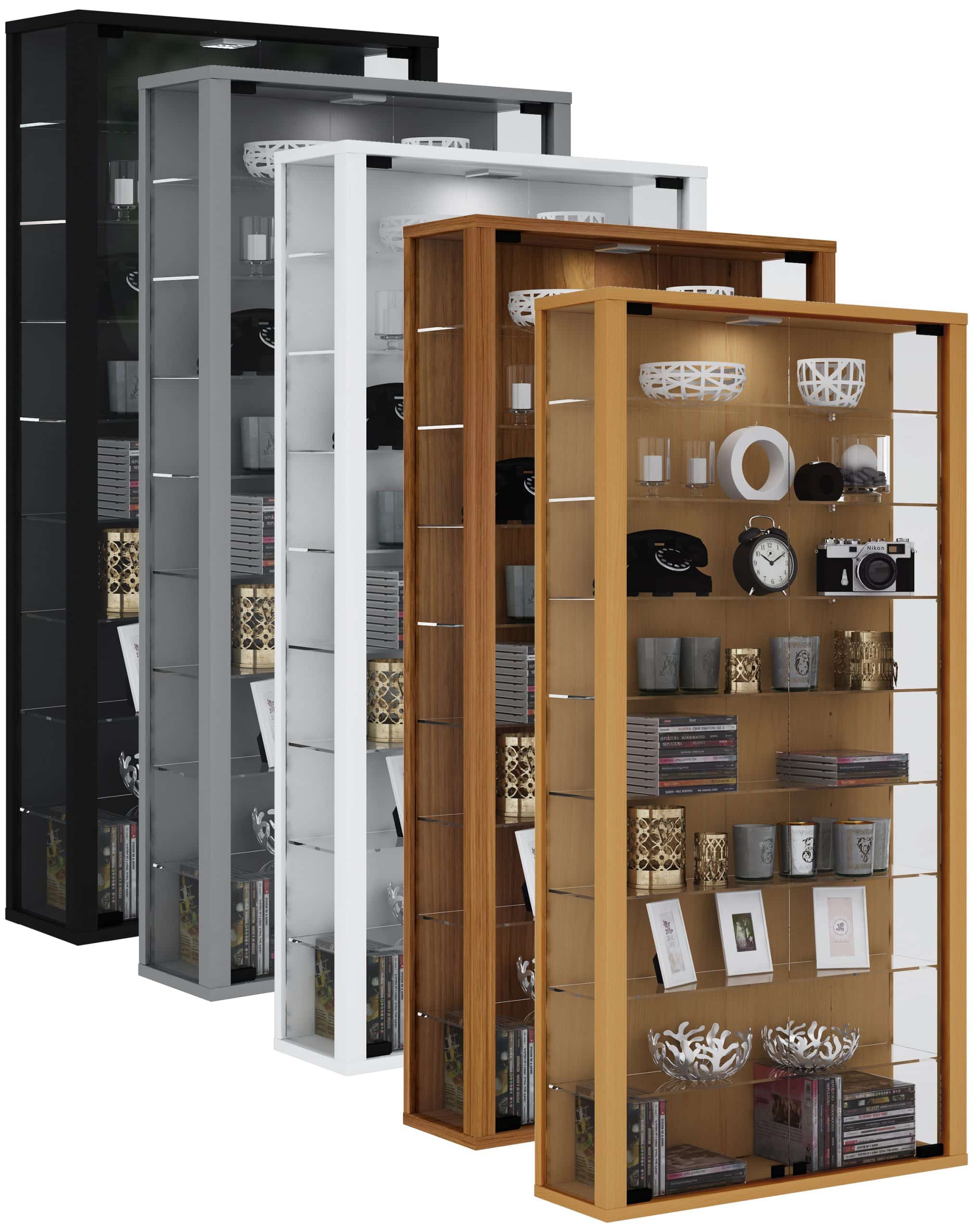 VCM Glasvitrine hängend   Vitrine Glas mit ESG-Sicherheitsglas   Maße: H. 114 x B. 59 x T. 18 cm   Hängevitrine Glas   Modern und platzsparend   Glas Vitrinenschrank - Vitrosa Maxi