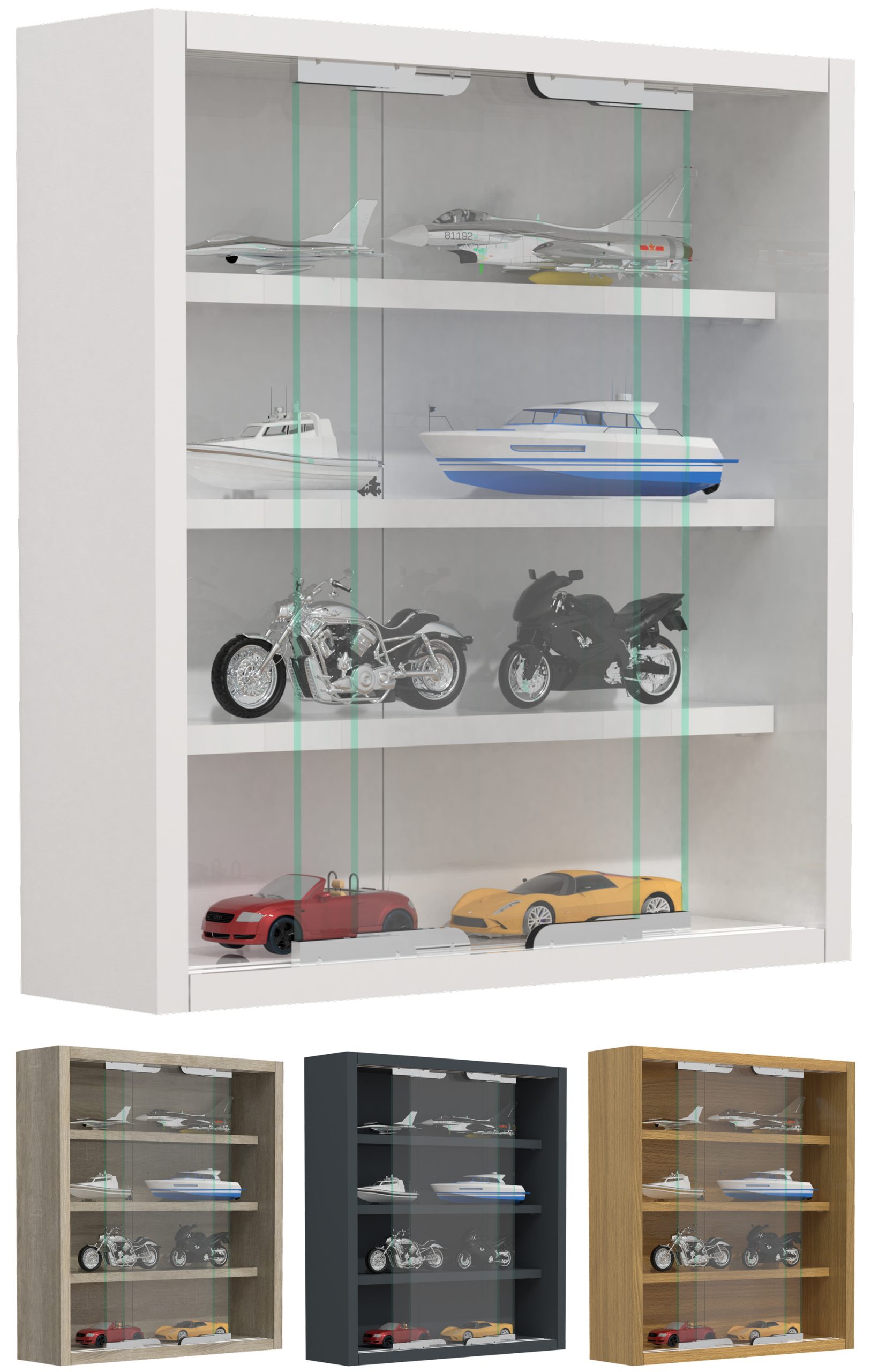 VCM Glasvitrine hängend   Vitrine Glas mit ESG-Sicherheitsglas   Maße: H. 40 x B. 37 x T. 10 cm  Hängevitrine Glas   Modern und platzsparend   Glas Vitrinenschrank -  Agisa S