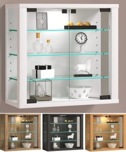 VCM Glasvitrine hängend   Vitrine Glas mit ESG-Sicherheitsglas   Maße: H. 40 x B. 43 x T. 18 cm   Hängevitrine Glas   Modern und platzsparend   Glas Vitrinenschrank - Vitrosa S