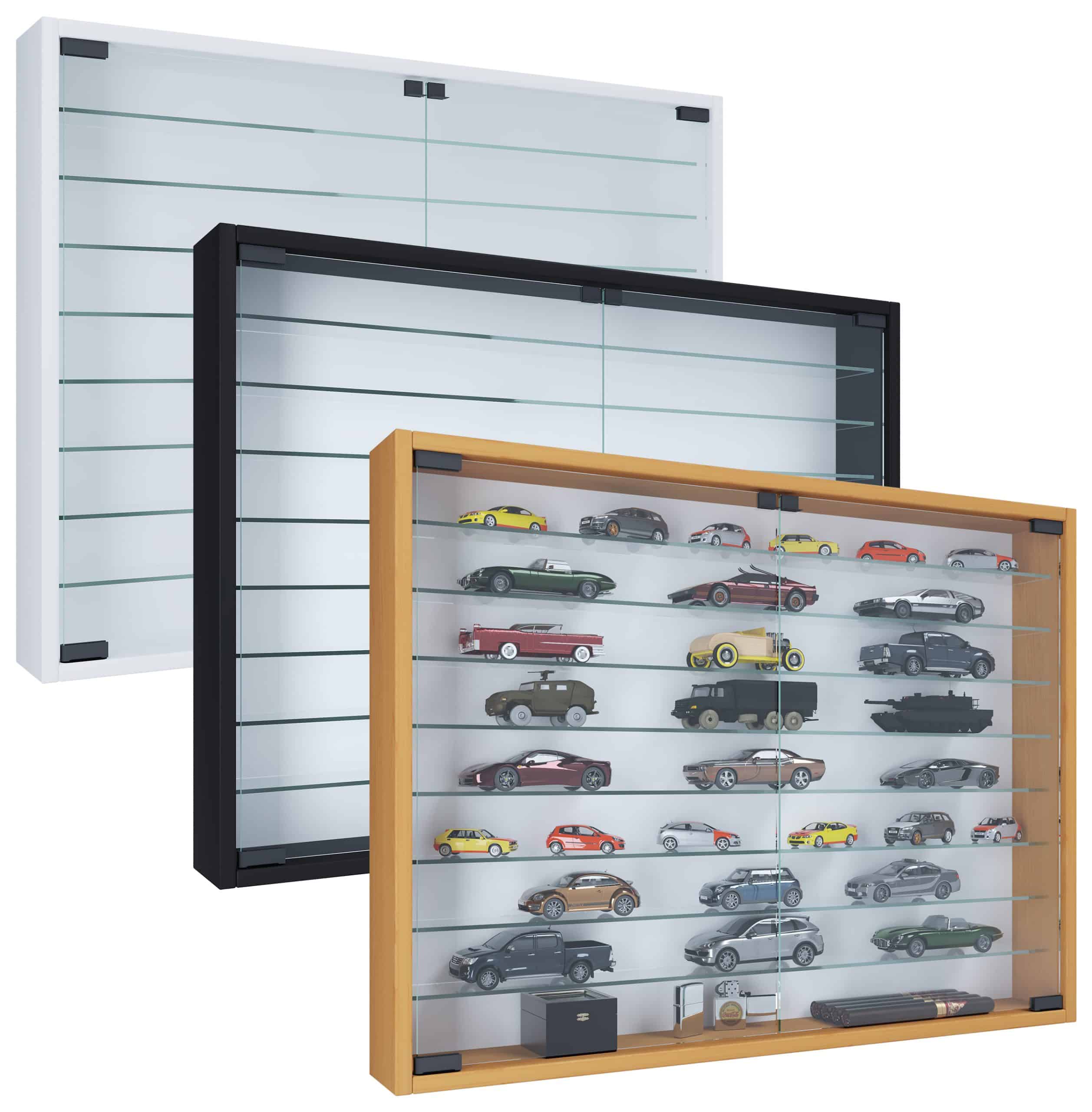 VCM Glasvitrine hängend   Vitrine Glas mit ESG-Sicherheitsglas   Maße: H. 60 x B. 80 x T. 10 cm   Hängevitrine Glas   Modern und platzsparend   Glas Vitrinenschrank - Mandosa XXL