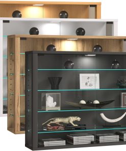 VCM Glasvitrine hängend   Vitrine Glas mit ESG-Sicherheitsglas   Maße: H. 60 x B. 83 x T. 18 cm   Hängevitrine Glas   Modern und platzsparend   Glas Vitrinenschrank - Vitrosa L