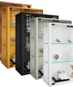VCM Glasvitrine hängend   Vitrine Glas mit ESG-Sicherheitsglas   Maße: H. 80 x B. 60 x T. 25 cm   Hängevitrine Glas   Modern und platzsparend   Glas Vitrinenschrank - Udina
