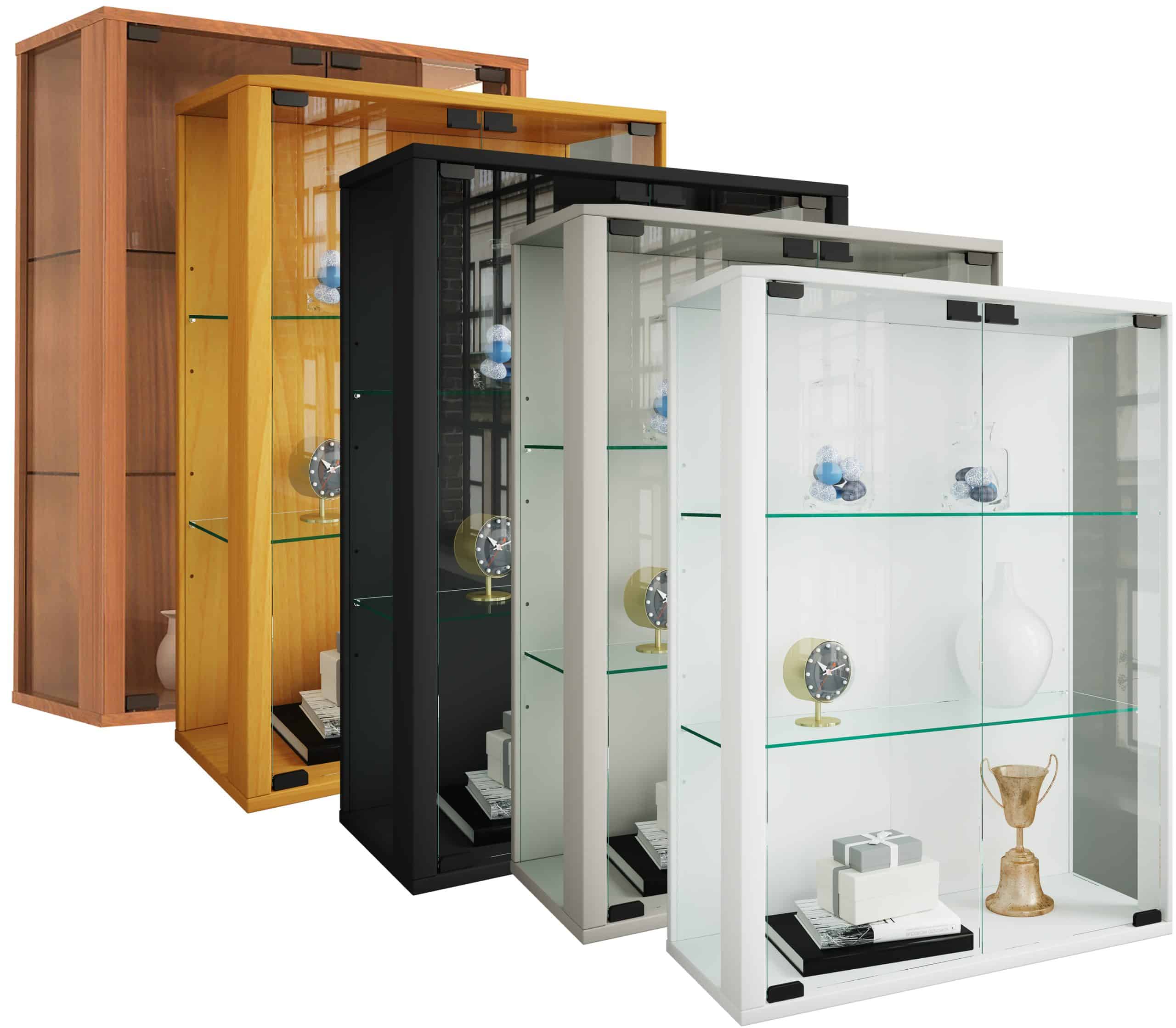 VCM Glasvitrine hängend   Vitrine Glas mit ESG-Sicherheitsglas   Maße: H. 80 x B. 60 x T. 25 cm   Hängevitrine Glas   Modern und platzsparend   Glas Vitrinenschrank - Udina