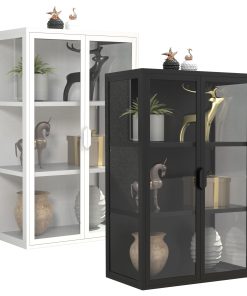 VCM Glasvitrine hängend   Vitrine Glas mit ESG-Sicherheitsglas   Maße ca. 95 x B. 60 x T. 35 cm   Hängevitrine Glas   Modern und platzsparend   Glas Vitrinenschrank - Flokas L