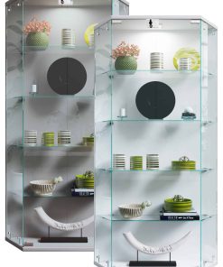 VCM Glasvitrine hängend   Vitrine Glas mit ESG-Sicherheitsglas   Maße ca.  H. 114 x B. 83 x T. 17 cm   Hängevitrine Glas   Modern und platzsparend   Glas Vitrinenschrank -   Benila L