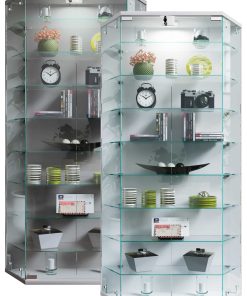 VCM Glasvitrine hängend   Vitrine Glas mit ESG-Sicherheitsglas   Maße ca. H. 114 x B. 83 x T. 17 cm   Hängevitrine Glas   Modern und platzsparend   Glas Vitrinenschrank - Benila XL