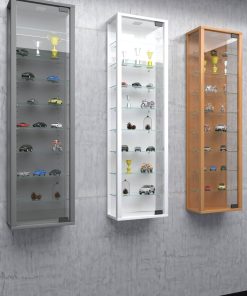VCM Glasvitrine hängend   Vitrine Glas mit ESG-Sicherheitsglas   Maße ca. H. 115 x B. 33 x T. 18 cm  Hängevitrine Glas   Modern und platzsparend   Glas Vitrinenschrank -  Stano Maxi