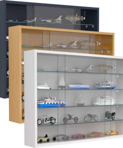 VCM Glasvitrine hängend   Vitrine Glas mit ESG-Sicherheitsglas   Maße ca. H. 55 x B. 75 x T. 12 cm   Hängevitrine Glas   Modern und platzsparend   Glas Vitrinenschrank - Drivalo L