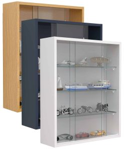 VCM Glasvitrine hängend   Vitrine Glas mit ESG-Sicherheitsglas   Maße ca. H. 60 x B. 50 x T. 15 cm   Hängevitrine Glas   Modern und platzsparend   Glas Vitrinenschrank -  Drivalo M