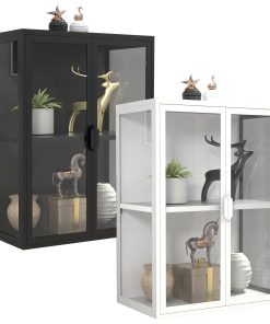 VCM Glasvitrine hängend   Vitrine Glas mit ESG-Sicherheitsglas   Maße ca. H.  65x60x35 cm   Hängevitrine Glas   Modern und platzsparend   Glas Vitrinenschrank -  Flokas S