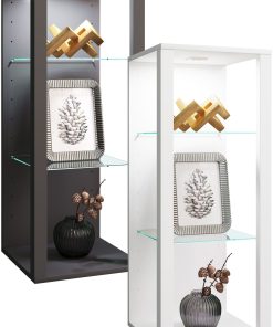 VCM Glasvitrine hängend   Vitrine Glas mit ESG-Sicherheitsglas   Maße ca. . H. 90 x B. 35 x T. 35 cm   Hängevitrine Glas   Modern und platzsparend   Glas Vitrinenschrank - Glasol MW