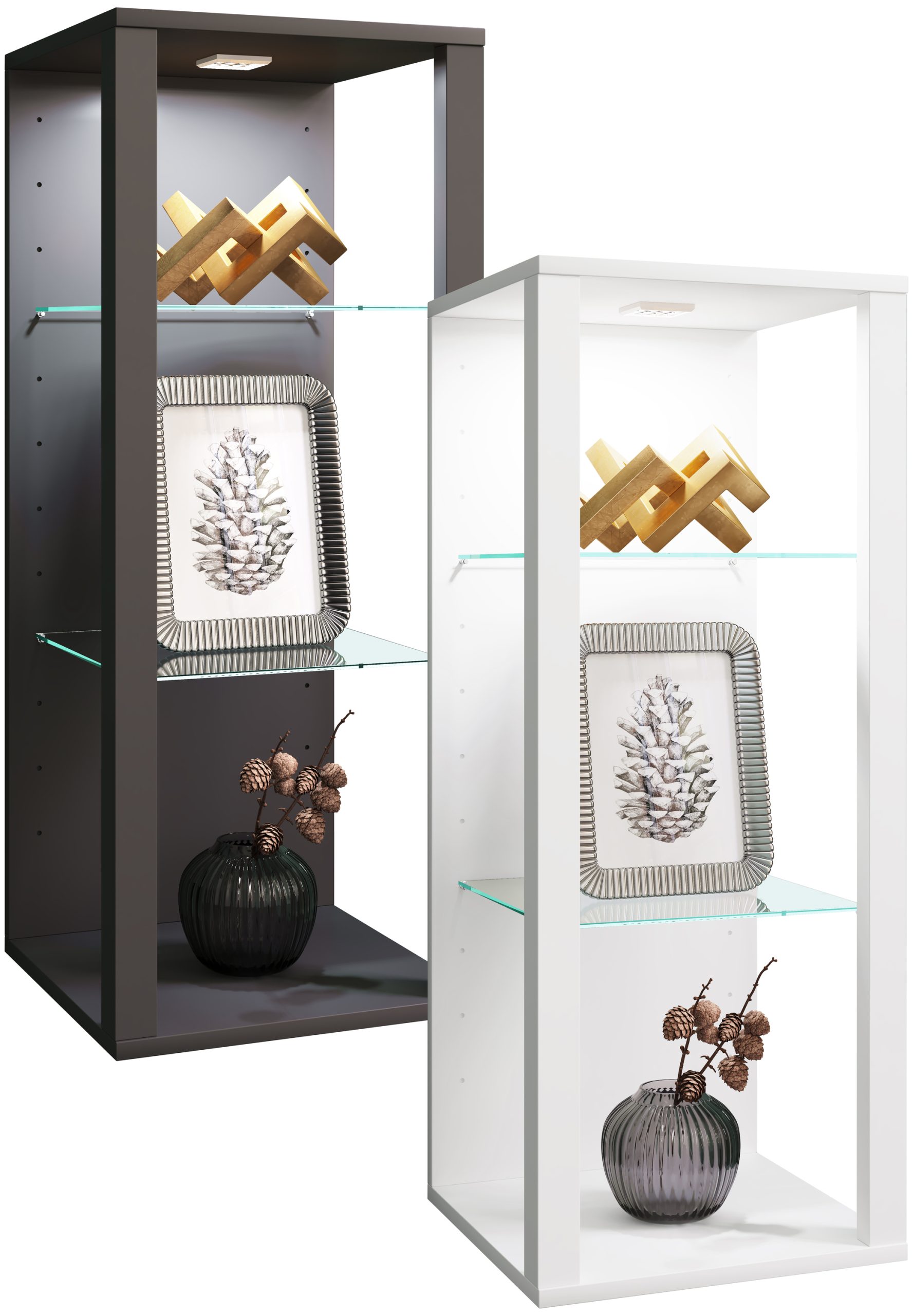 VCM Glasvitrine hängend   Vitrine Glas mit ESG-Sicherheitsglas   Maße ca. . H. 90 x B. 35 x T. 35 cm   Hängevitrine Glas   Modern und platzsparend   Glas Vitrinenschrank - Glasol MW