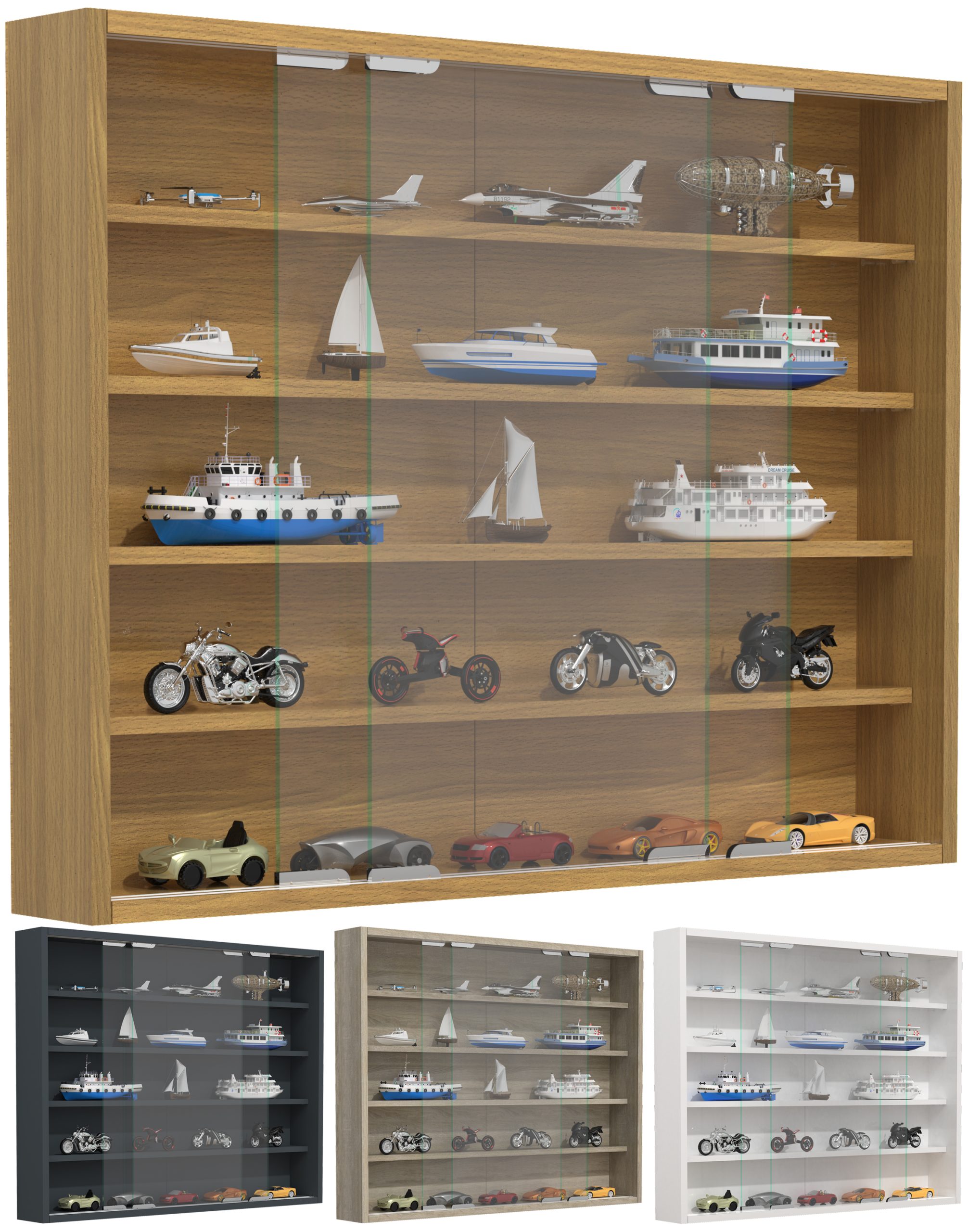 VCM Glasvitrine hängend   Vitrine Glas mit ESG-Sicherheitsglas   Maße ca. H. H. 60 x B. 77 x T. 10  cm   Hängevitrine Glas   Modern und platzsparend   Glas Vitrinenschrank - Agisa L