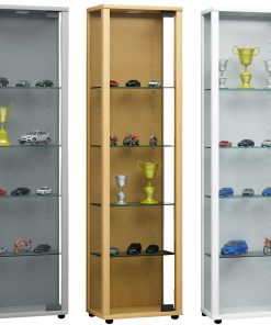VCM Glasvitrine stehend   Vitrine Glas mit ESG-Sicherheitsglas   Maße ca. H. 115 x B. 33 x T. 18 cm   Standvitrine Glas   Modern und platzsparend   Glas Vitrinenschrank – Edana Mini