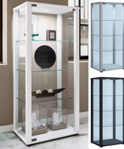VCM Glasvitrine stehend   Vitrine Glas mit ESG-Sicherheitsglas   Maße ca. H. 115 x B. 50 x T. 38 cm   Standvitrine Glas   Modern und platzsparend   Glas Vitrinenschrank - Kavisa M
