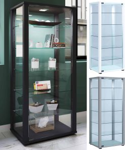 VCM Glasvitrine stehend   Vitrine Glas mit ESG-Sicherheitsglas   Maße ca. H. 115 x B. 50 x T. 38 cm   Standvitrine Glas   Modern und platzsparend   Glas Vitrinenschrank – Kavisa L