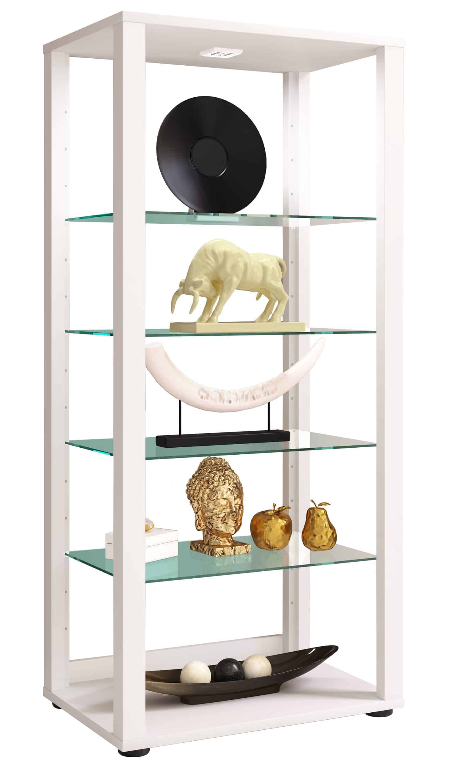 VCM Glasvitrine stehend   Vitrine Glas mit ESG-Sicherheitsglas   Maße ca.  H. 115 x B. 52 x T. 35 cm   Standvitrine Glas   Modern und platzsparend   Glas Vitrinenschrank – Glasol lV