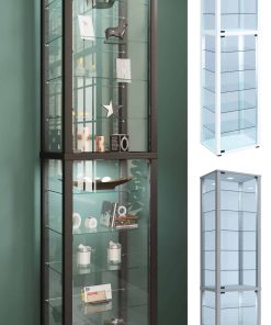 VCM Glasvitrine stehend   Vitrine Glas mit ESG-Sicherheitsglas   Maße ca. H. 227 x B. 50 x T. 38 cm   Standvitrine Glas   Modern und platzsparend   Glas Vitrinenschrank – Kavisa XXL