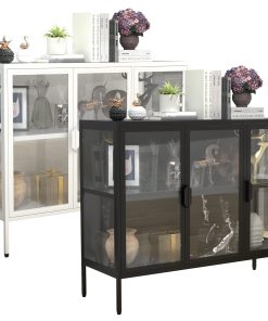 VCM Glasvitrine stehend   Vitrine Glas mit ESG-Sicherheitsglas   Maße ca.  H. 80 x B. 100 x T. 35 cm   Standvitrine Glas   Modern und platzsparend   Glas Vitrinenschrank – Floka L