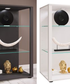 VCM Glasvitrine stehend   Vitrine Glas mit ESG-Sicherheitsglas   Maße ca .H. 90 x B. 52 x T. 44 cm   Standvitrine Glas   Modern und platzsparend   Glas Vitrinenschrank – Glasol XL