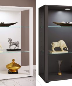 VCM Glasvitrine stehend   Vitrine Glas mit ESG-Sicherheitsglas   Maße ca. H. 90 x B. 70 x T. 35 cm   Standvitrine Glas   Modern und platzsparend   Glas Vitrinenschrank –  Glasol L