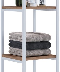 VCM Holz Badezimmerschrank   Badmöbel Metall Industrial Style   Stand Badregal   Maße ca. H. 112 x B. 35 x T.  35 cm - Bitila L